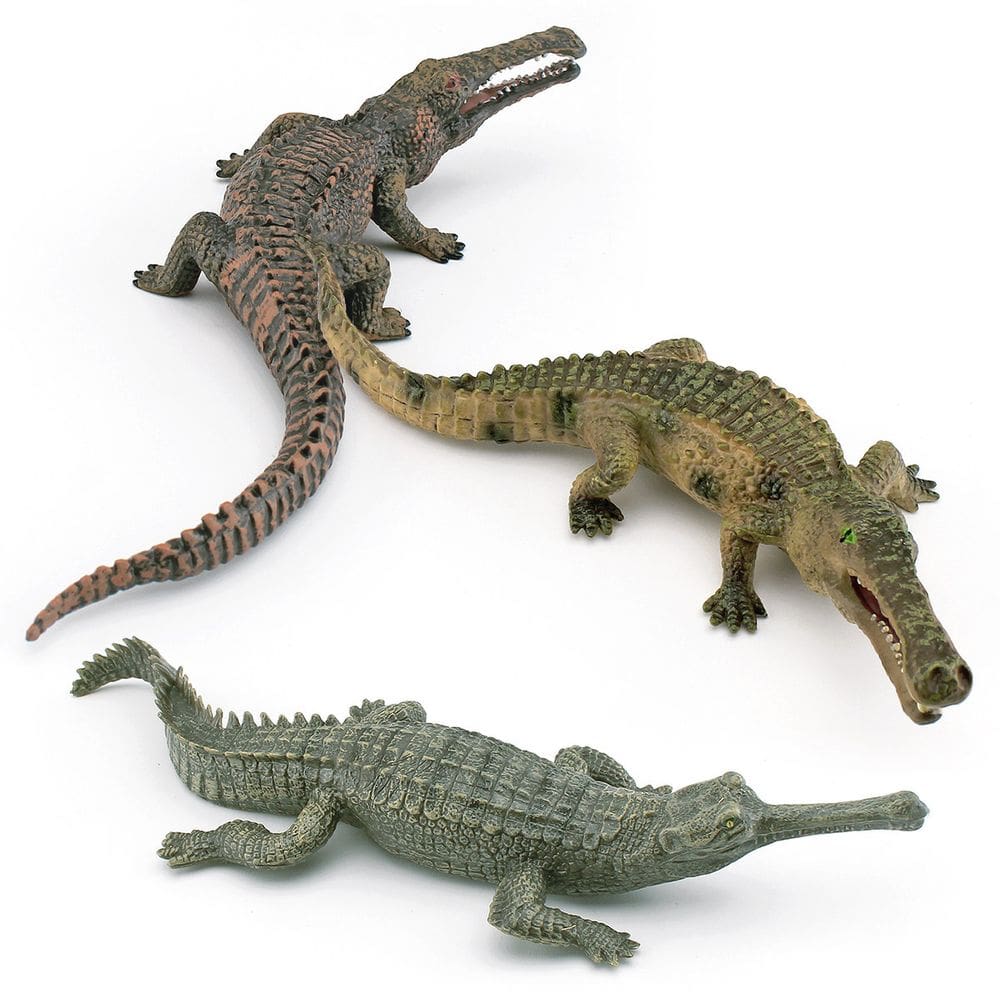 Conjunto de estatuetas de crocodilo realista em PVC modelo de 3,5 a 21 cm para crianças