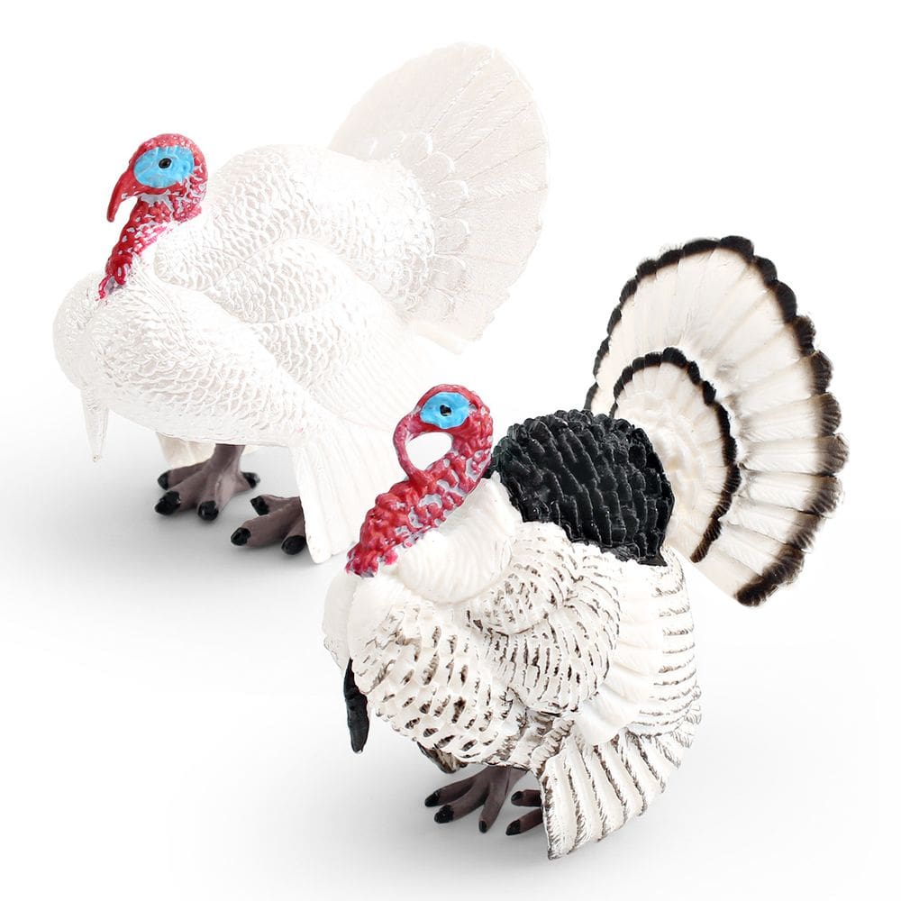 Conjunto de estatuetas de PVC realista para animais de fazenda da Turquia, 2 peças