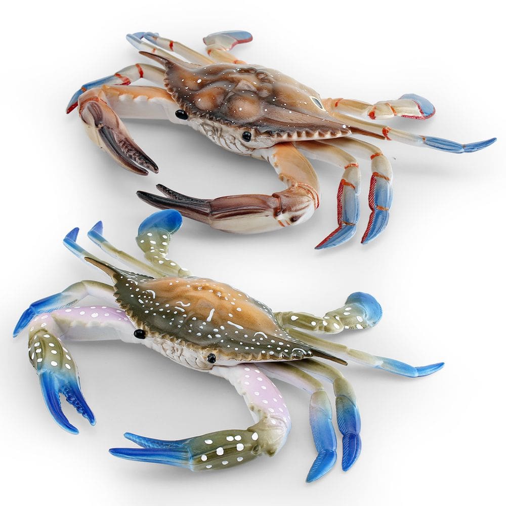 Conjunto de estatuetas Realistic Large Crab PVC Ocean Creature x2