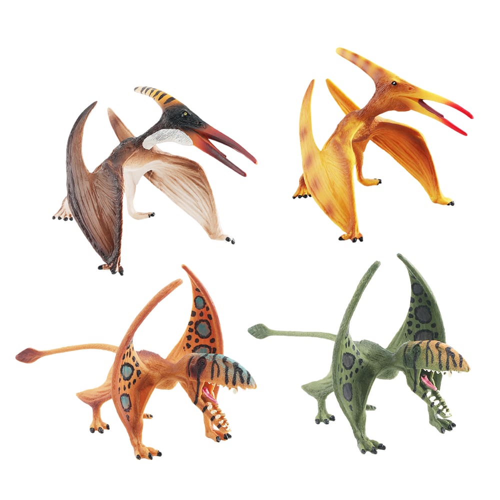 Conjunto de bonecos de dinossauro Pteranodon, Pterodaustro, PVC, 4 peças para crianças