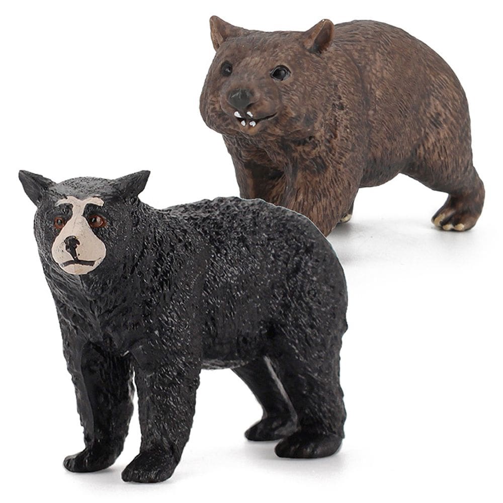 Conjunto de bonecos Realistic Bear & Wombat em PVC preto para crianças e adultos