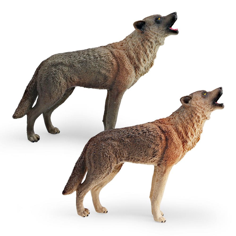 Conjunto de estatuetas Wild Wolf Realistic Howling Wolves, 2 unidades