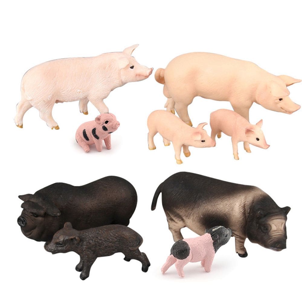 Conjunto de estatuetas de porco realista, 9 peças de PVC, figuras de animais de fazenda para crianças