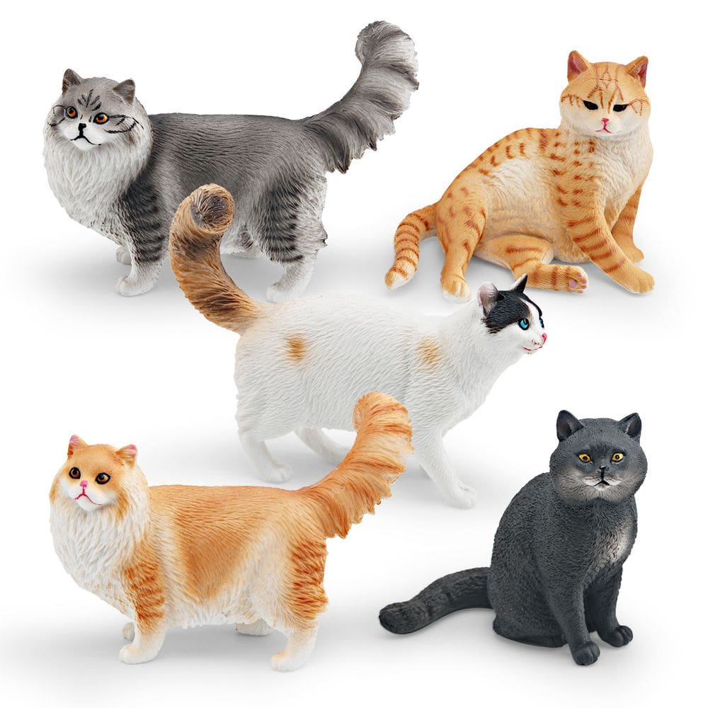 Conjunto de bonecos Realistic Cat, coleção de brinquedos infantis de PVC de 5 peças