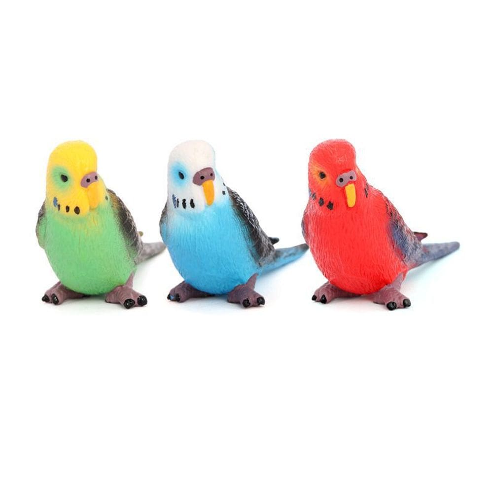 Conjunto de estatuetas Colorful Parrot de 3 peças com vermelho, azul, verde