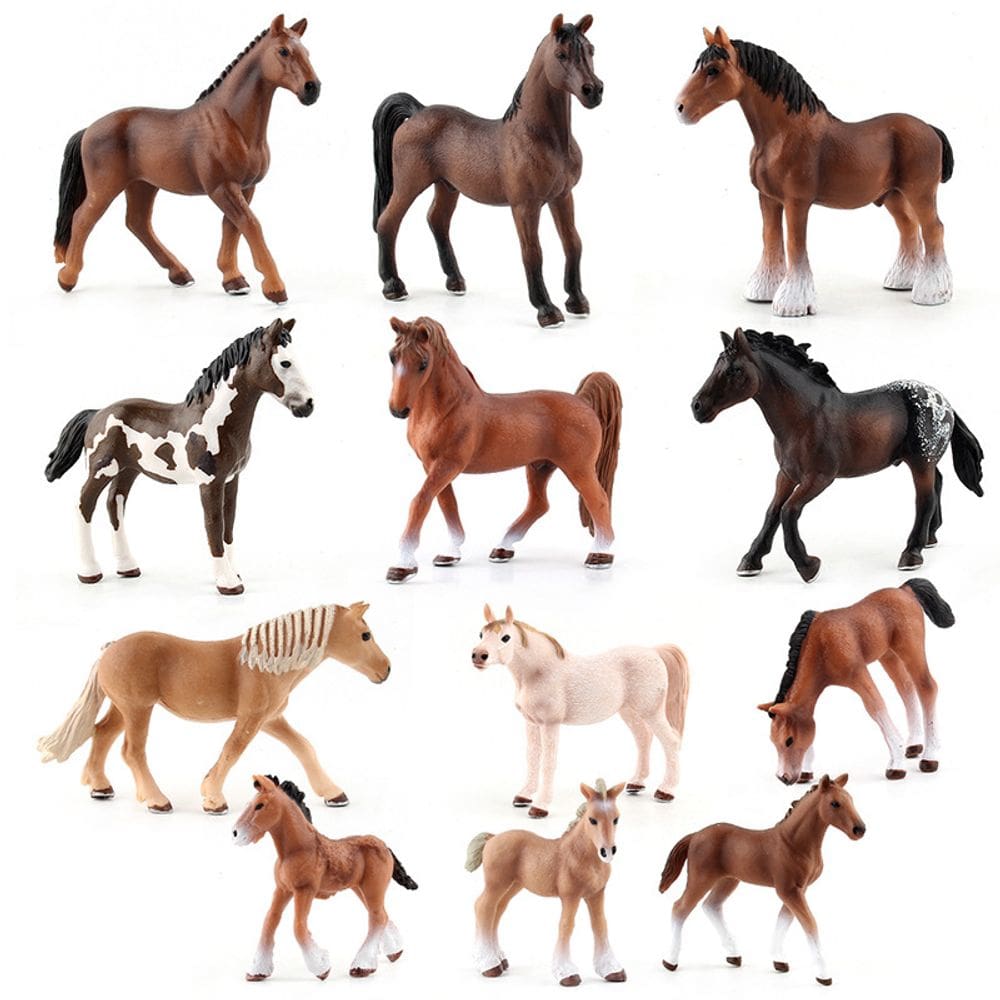 Conjunto de estatuetas Wild Horse, 12 peças de PVC realista para crianças de 3 anos ou mais