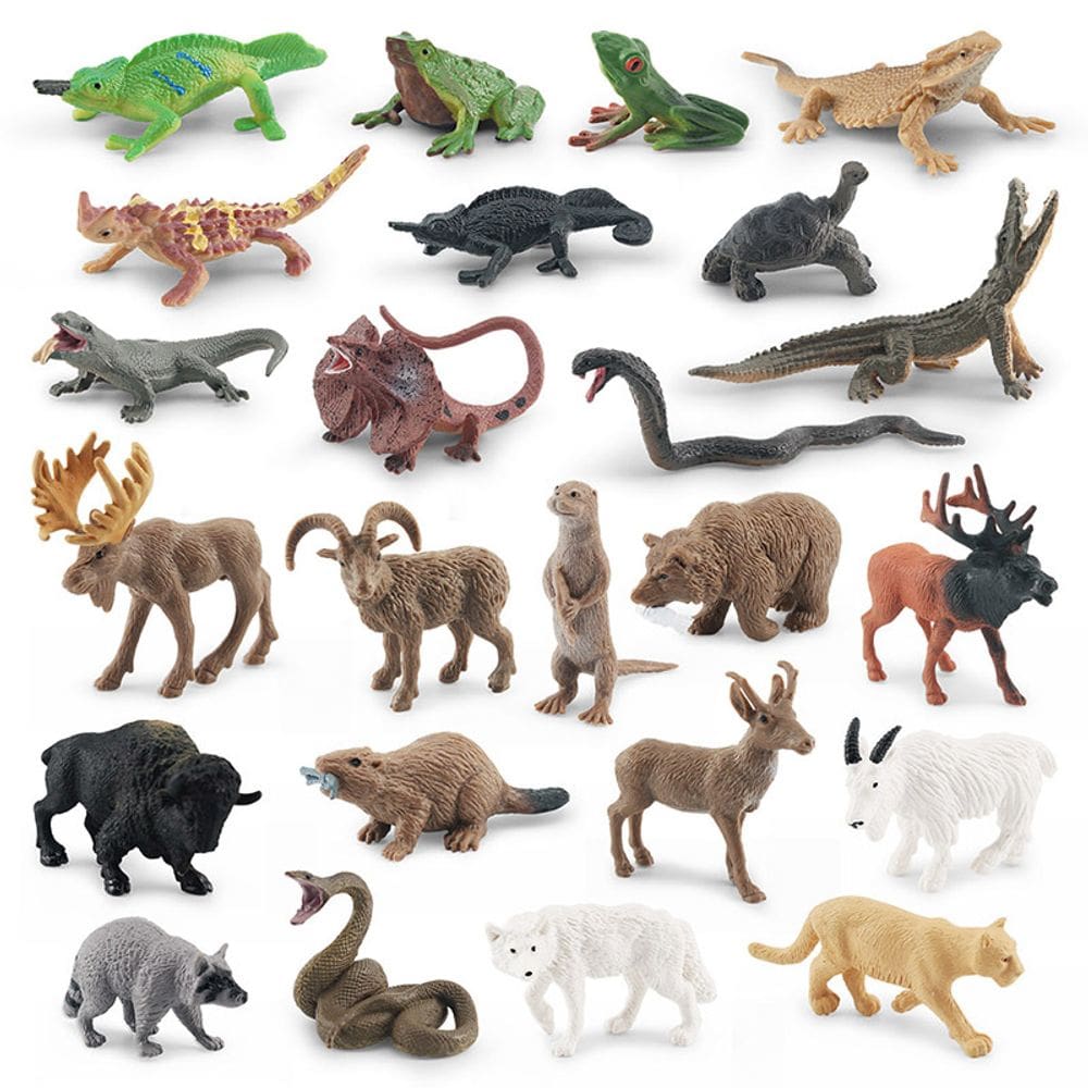 Conjunto de bonecos de animais selvagens Safari em PVC, 24 unidades para crianças +3