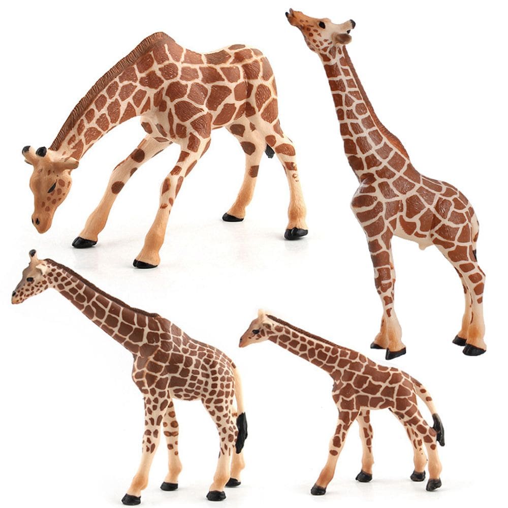 Conjunto de estatuetas Giraffe Family, 4 peças, PVC, animal realista