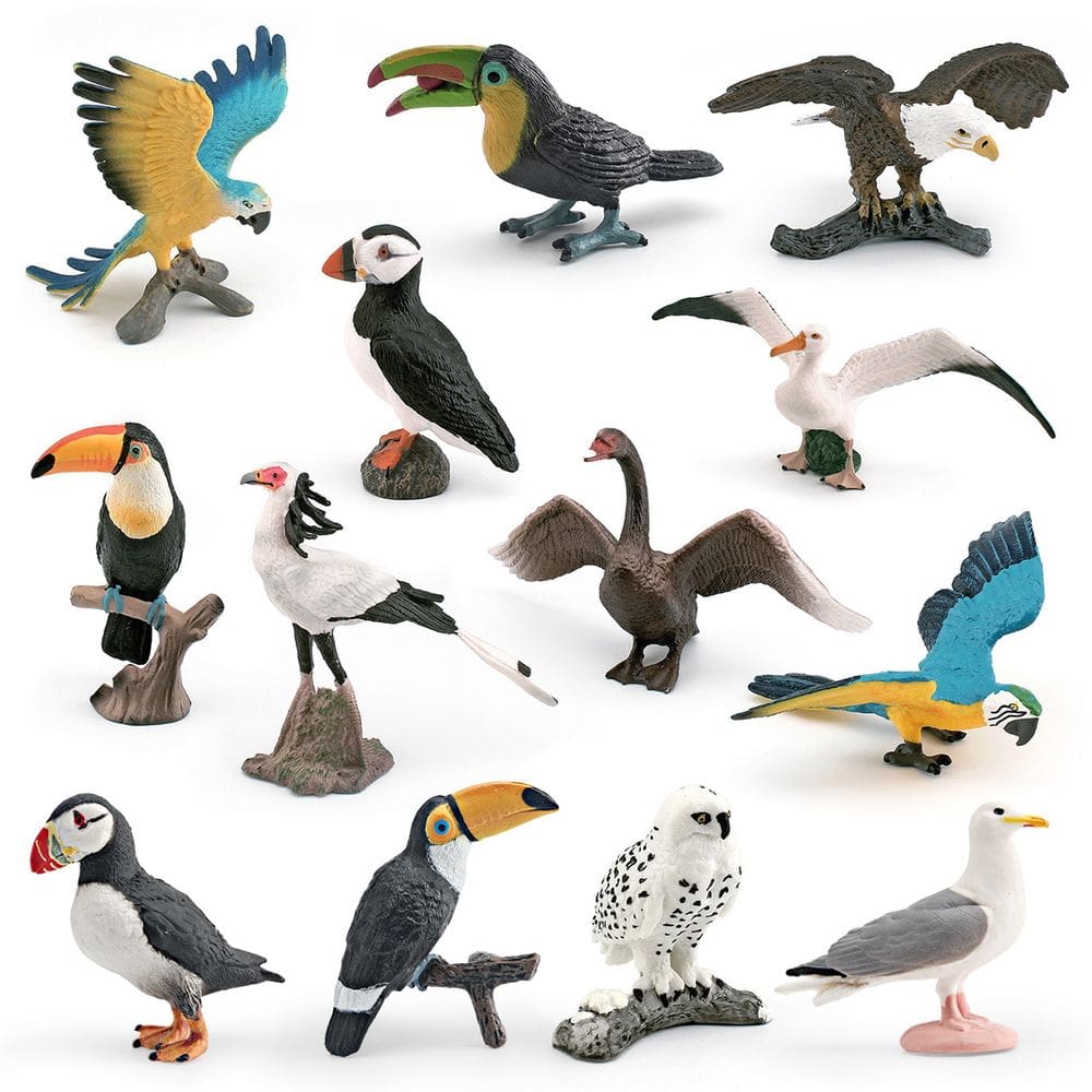 Conjunto de estatuetas Generic Realistic Bird 13 modelos, decoração infantil em PVC