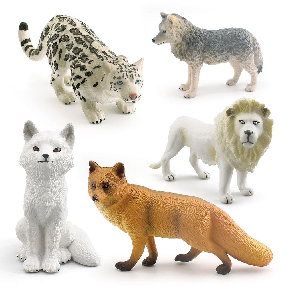 Conjunto de estatuetas de animais selvagens, 5 peças, modelos realistas de PVC para crianças