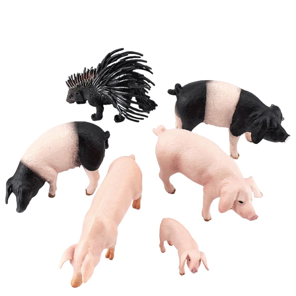 Conjunto de estatuetas Vietnam Pig, 6 peças, modelos realistas de PVC