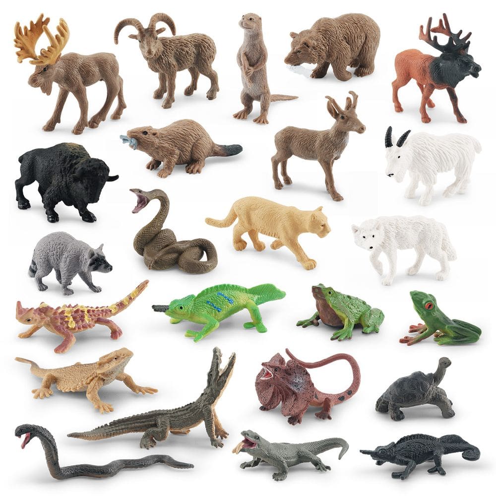 Conjunto de figuras de animais selvagens, 24 peças de PVC realistas para crianças de 3 anos ou mais