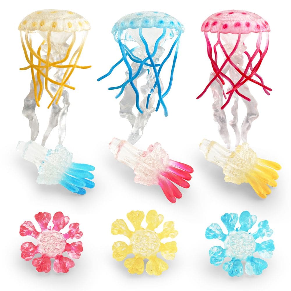 Conjunto de estatuetas de medusa, 9 peças de criaturas marinhas oceânicas realistas