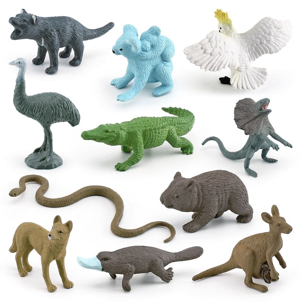 Conjunto de bonecos Australian Wildlife, 11 peças, PVC, educação infantil