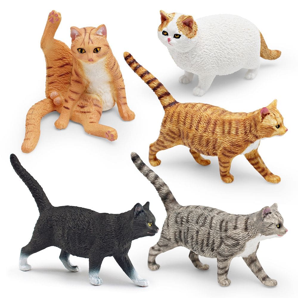 Conjunto de estatuetas de gatos realistas de PVC para gatos de estimação andando sentados