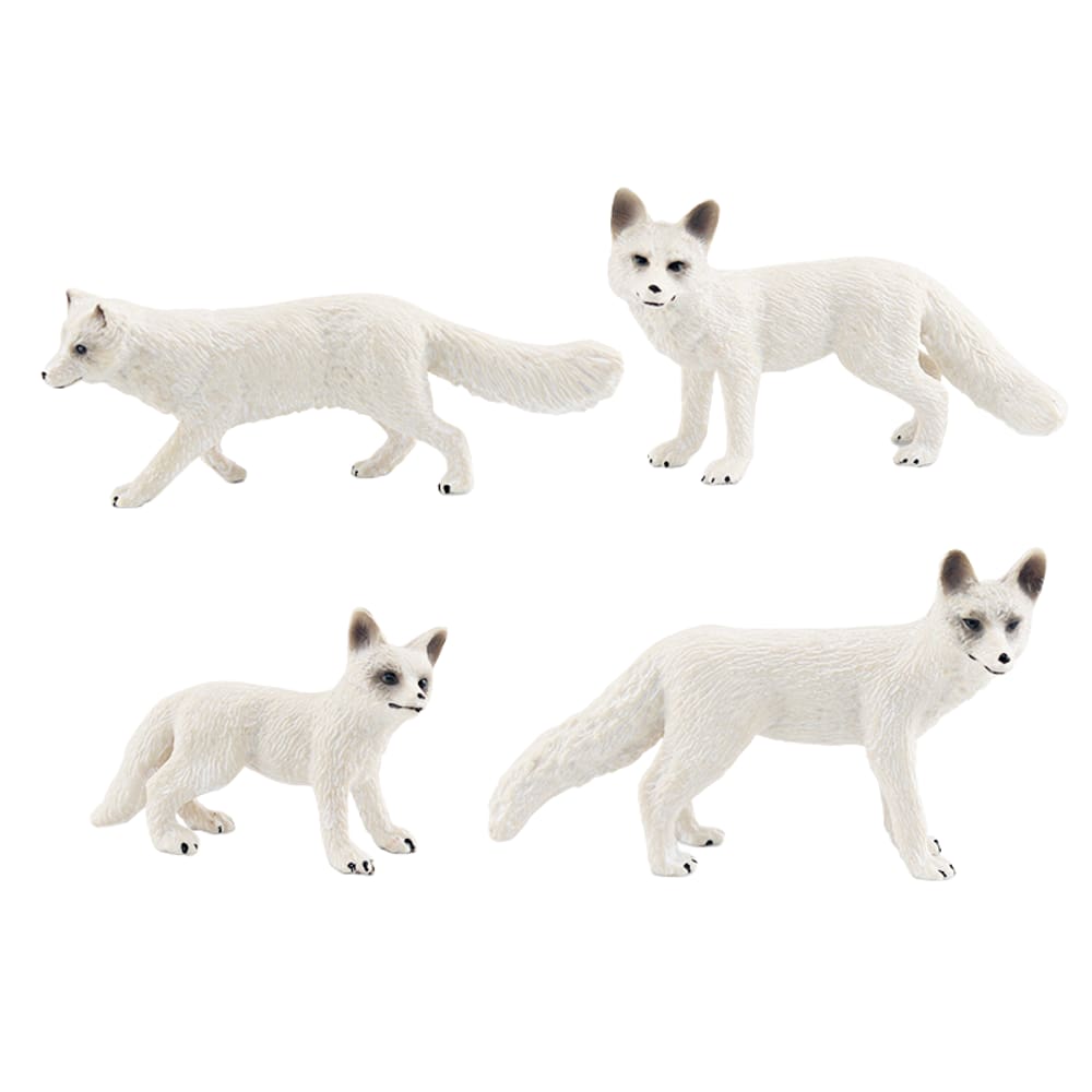 Conjunto de estatuetas Arctic Fox, PVC, realista, branco, vermelho, decoração infantil