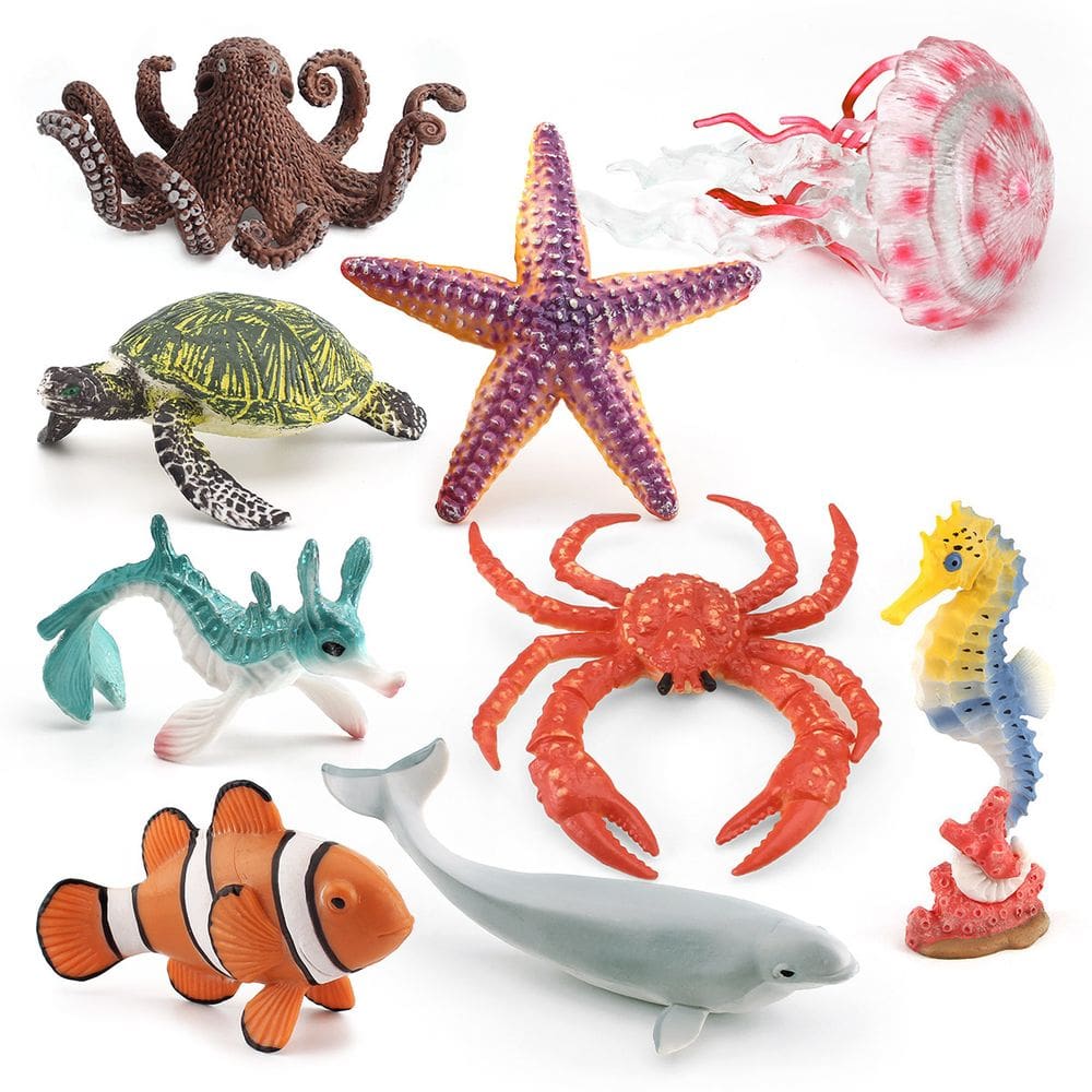 Conjunto de figuras Ocean Life, 10 peças de PVC realistas para criaturas marinhas