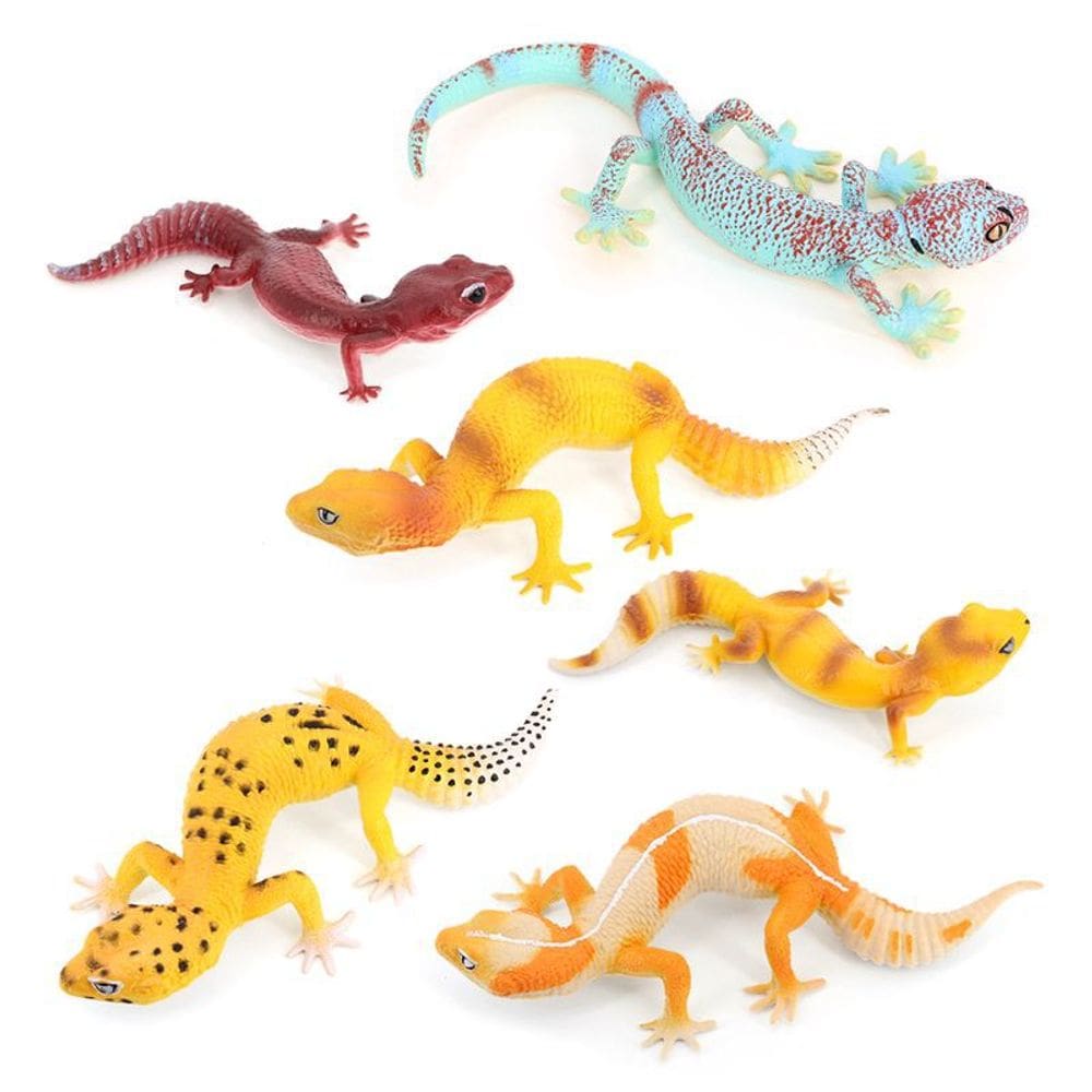 Conjunto de figuras Realistic Gecko & Leopard Gecko PVC Reptile 6 unidades