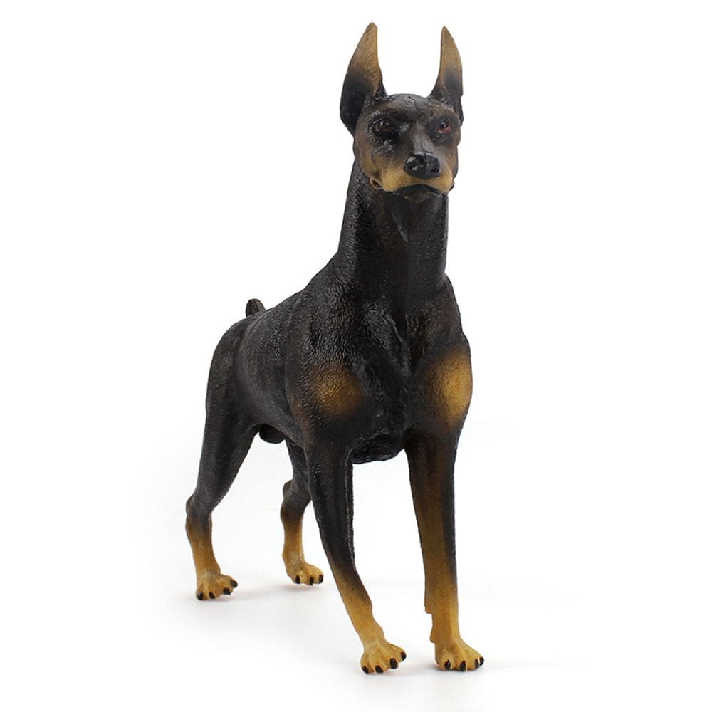 Estatueta realista para cães Doberman pretos, modelo militar em PVC