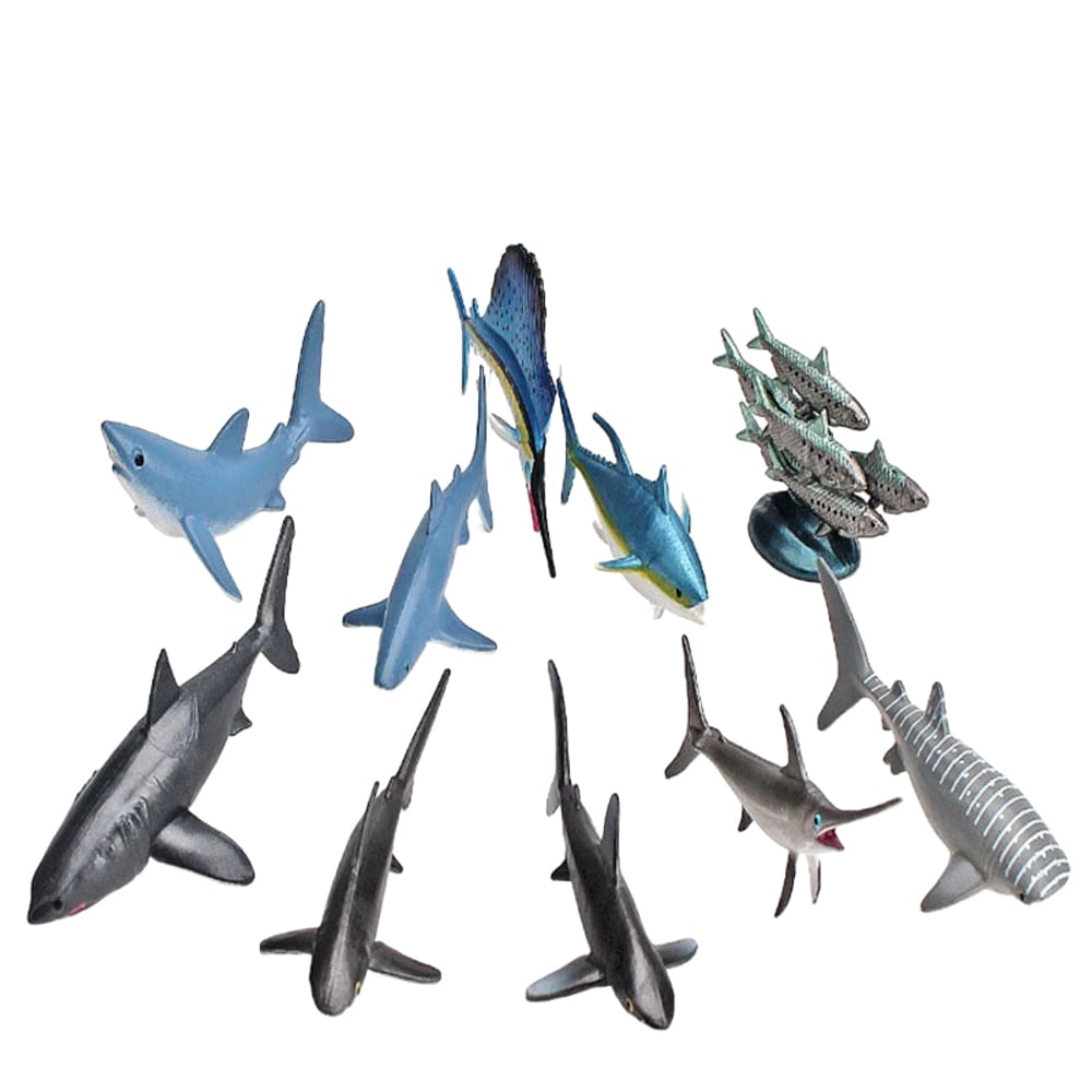 Conjunto de estatuetas Ocean Shark and Whale, 10 unidades para crianças de 3 anos ou mais