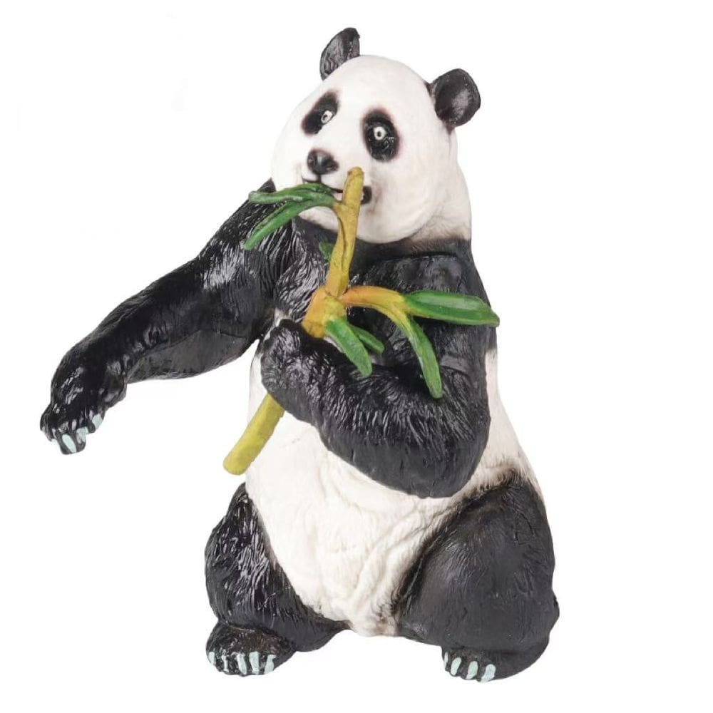 Estatueta realista de panda comendo bambu, animal selvagem, brinquedo para crianças