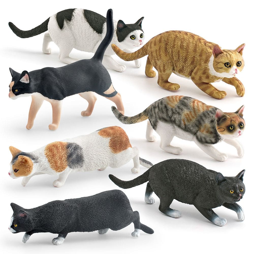 Conjunto de bonecos de gato de estimação realista em PVC para passear com gatos, 8 unidades