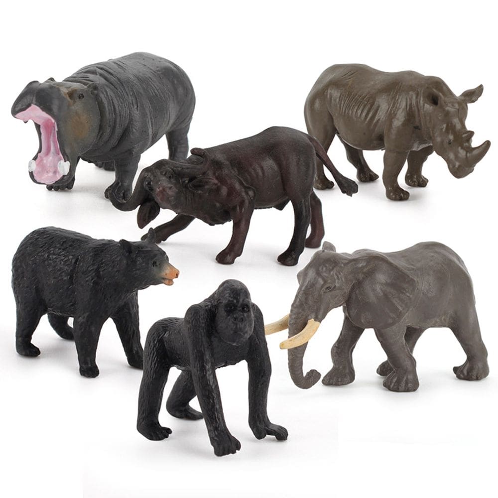 Conjunto de estatuetas de animais selvagens da África, 6 peças de PVC para crianças de 3 ou mais anos