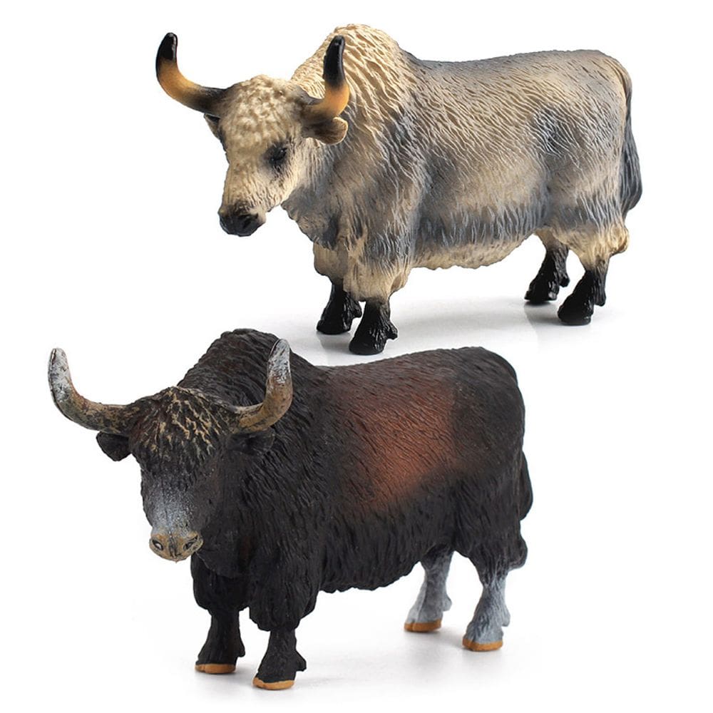 Conjunto de estatuetas Realistic Yaks PVC Highland Bull and Yak, 2 unidades