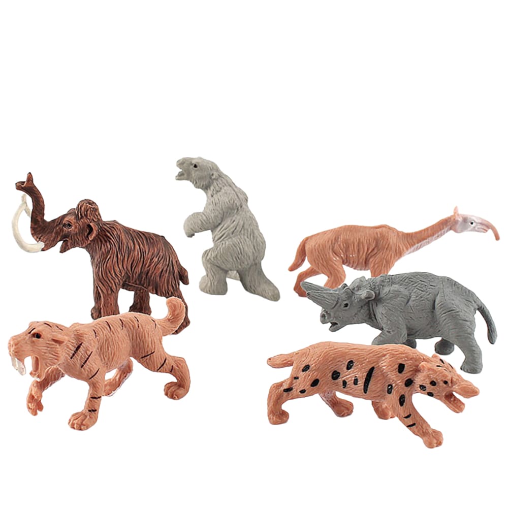 Conjunto de estatuetas de animais pré-históricos, 6 peças de PVC com mamute e muito mais