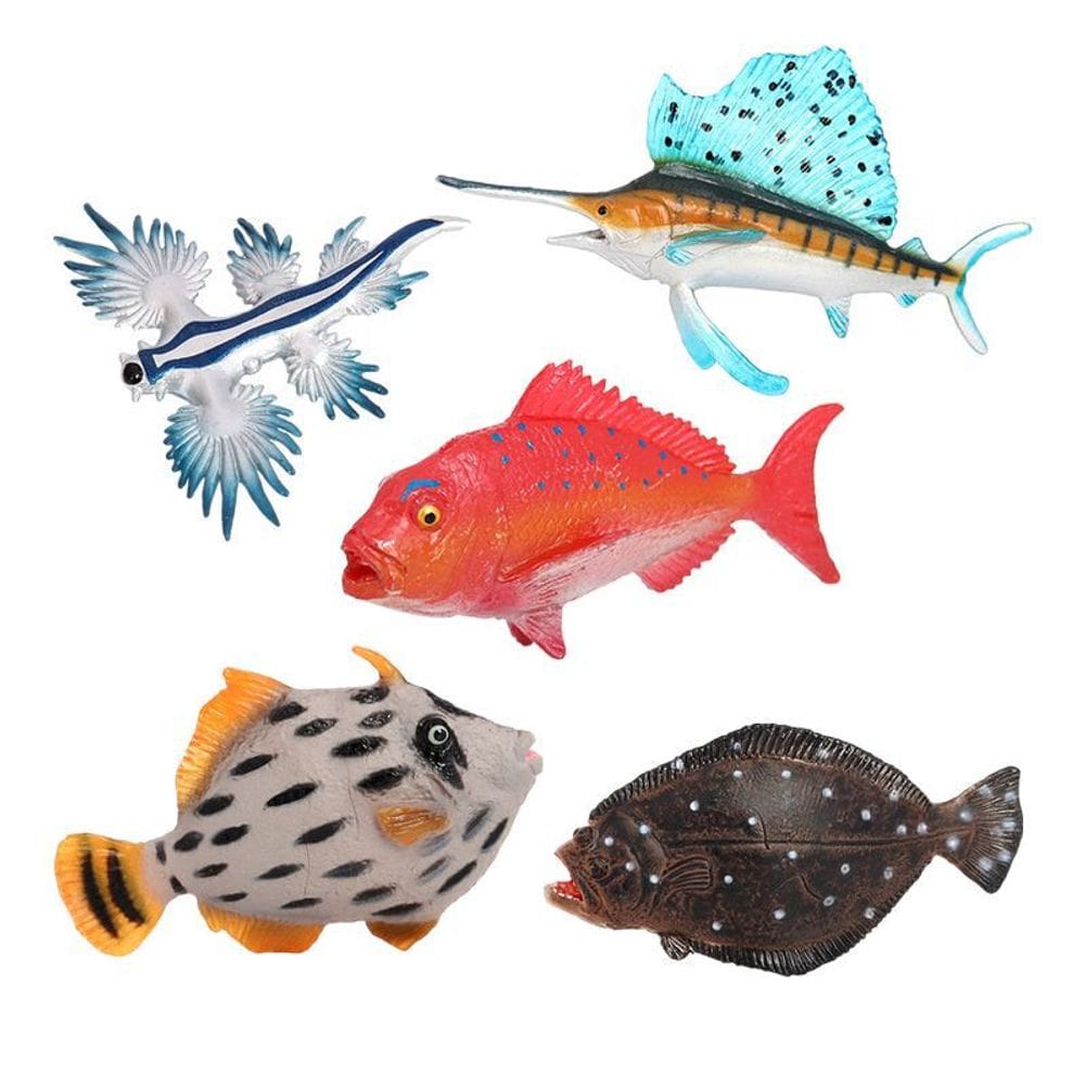 Conjunto de estatuetas de peixes oceânicos, 5 peças de modelos realistas de PVC para crianças