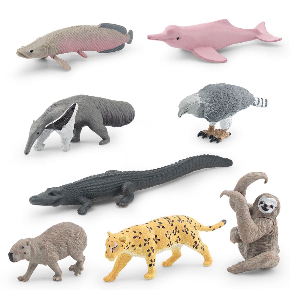 Conjunto de bonecos South American Wildlife, 8 peças de brinquedo infantil em PVC