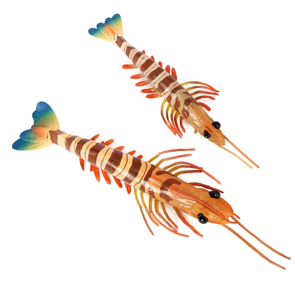 Conjunto de bonecos de brinquedo Marine Life Shrimp Tiger Shrimp com cauda em faixa