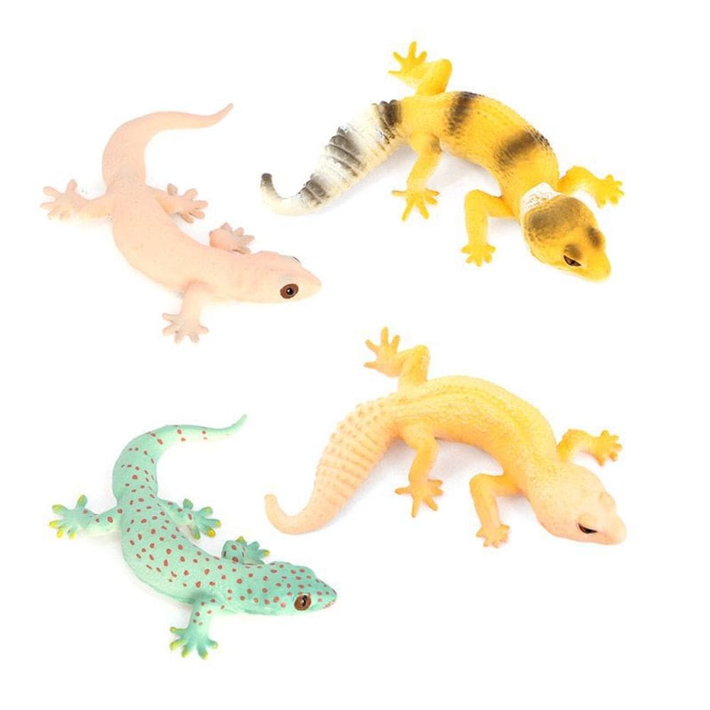 Conjunto de figuras Realistic Gecko and Lizard, 4 peças, réptil de PVC