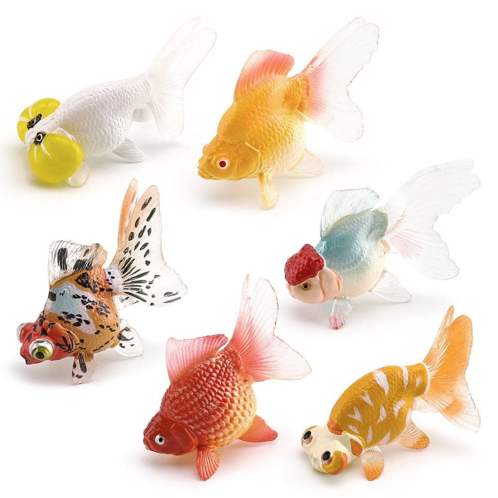 Conjunto de estatuetas realistas de peixes dourados, modelos de PVC, 6 unidades para crianças