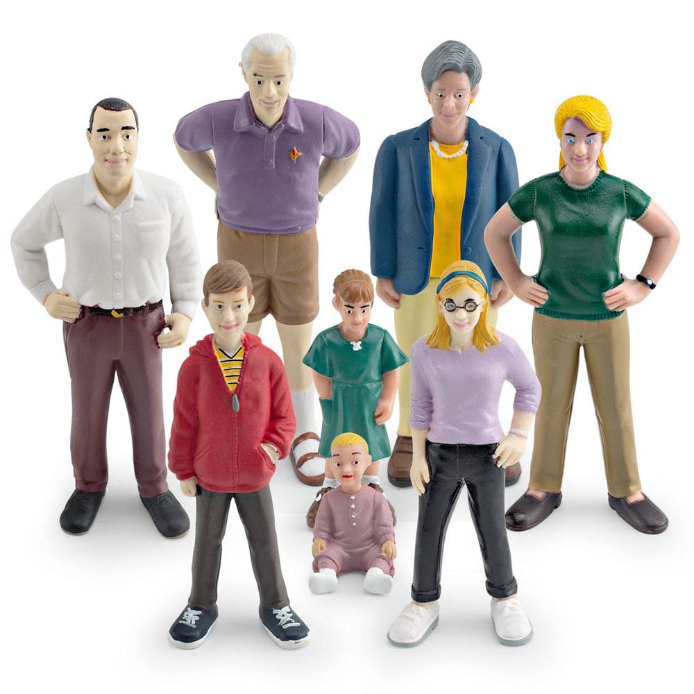 Conjunto de estatuetas familiares em PVC, modelos humanos realistas, 8 unidades