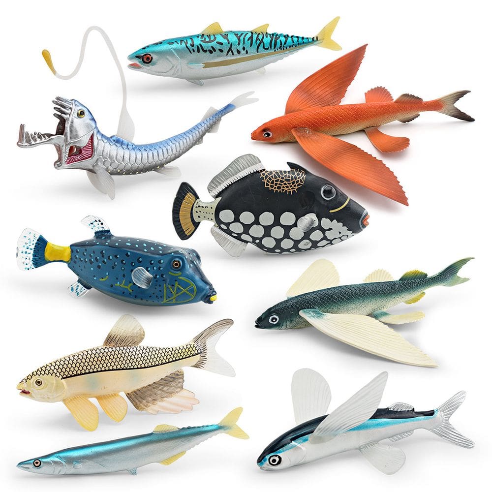 Conjunto de brinquedos com figuras realistas de peixes oceânicos, 9 peças para crianças de mais de 3 anos