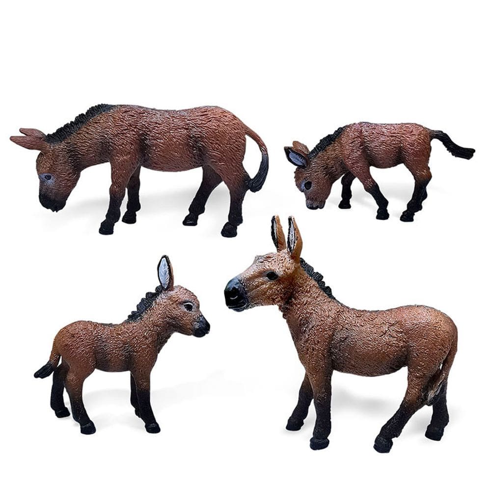Conjunto de estatuetas de brinquedo realista em miniatura de PVC de burro para crianças a partir de 3 anos