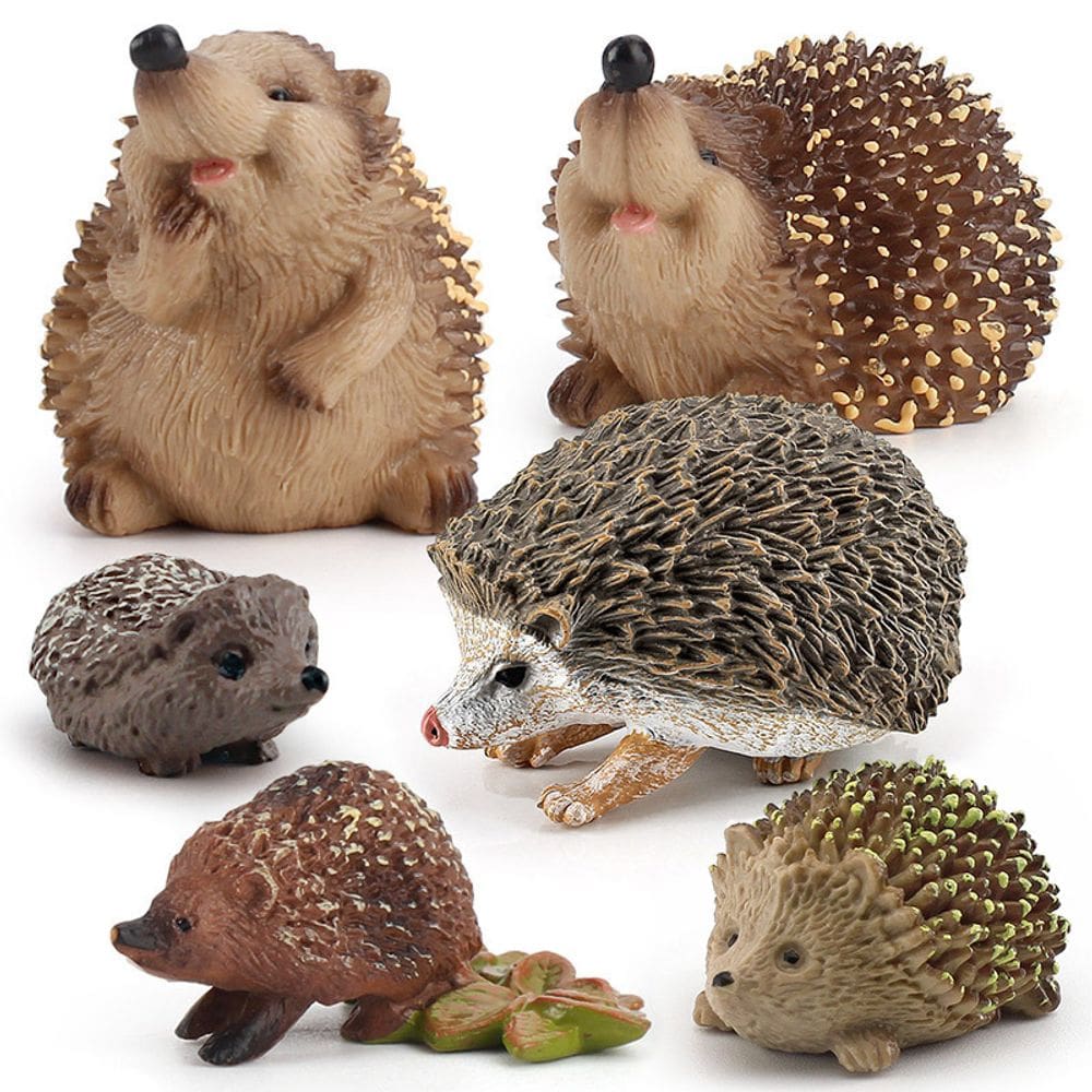 Conjunto de bonecos Realistic Hedgehog, 6 peças, brinquedo infantil em PVC Woodland