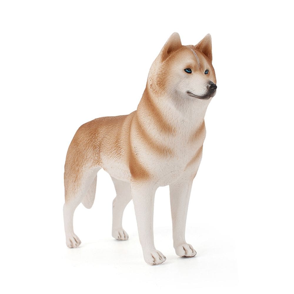 Estatueta de Husky Siberiano pintada à mão em PVC realista de 17 cm