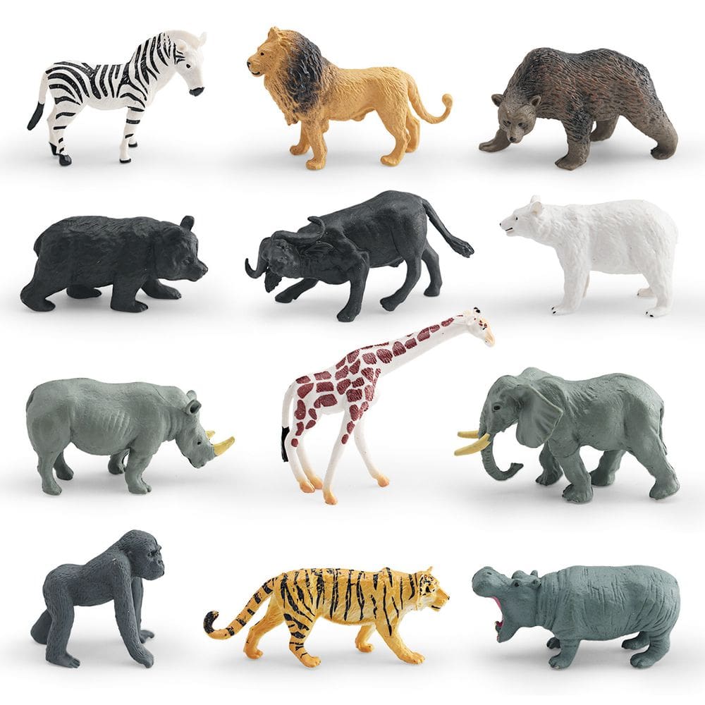 Mini conjunto de estatuetas de animais selvagens, 12 unidades de PVC para crianças de 3 anos ou mais