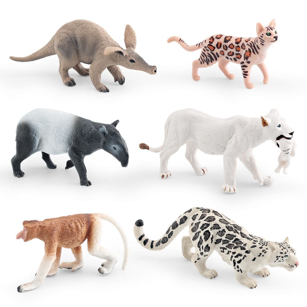Conjunto de estatuetas de animais selvagens, 6 peças de bonecos de PVC para crianças