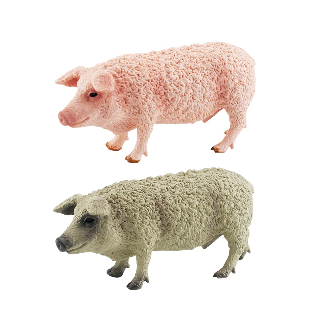 Conjunto de estatuetas Farm Pig, 2 peças de PVC realista para adultos e bebês