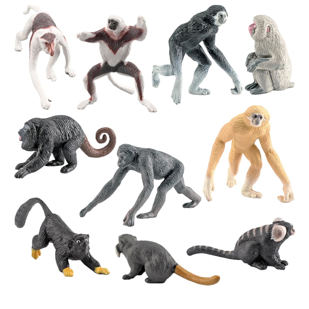 Conjunto de bonecos Monkey de 10 peças Realistic PVC Primate Kids 3+