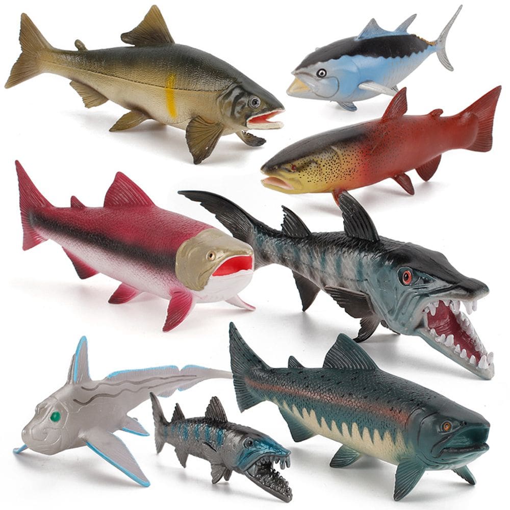 Conjunto de estatuetas de peixes oceânicos realistas de 8 peças de modelos de vida marinha em PVC