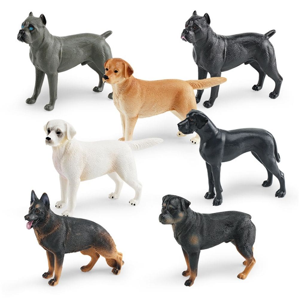 Conjunto de estatuetas Realistic Dog, 7 peças de PVC com pastor, Rottweiler