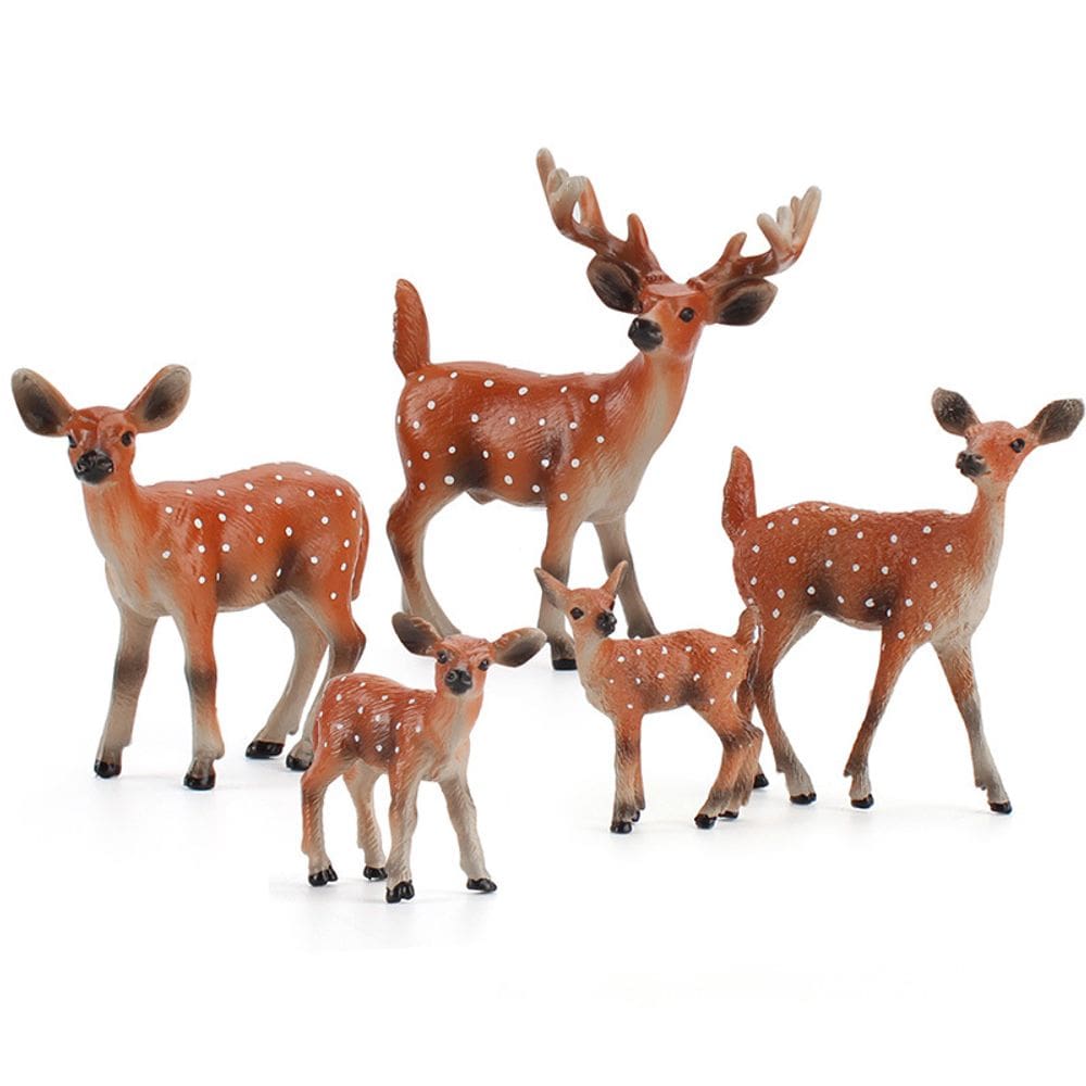 Conjunto de estatuetas de veado de cauda branca realista, 6 peças de brinquedo infantil de PVC