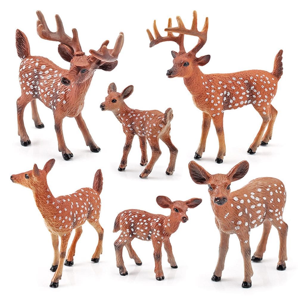 Conjunto de estatuetas de brinquedo infantil de PVC para família de veados de cauda branca