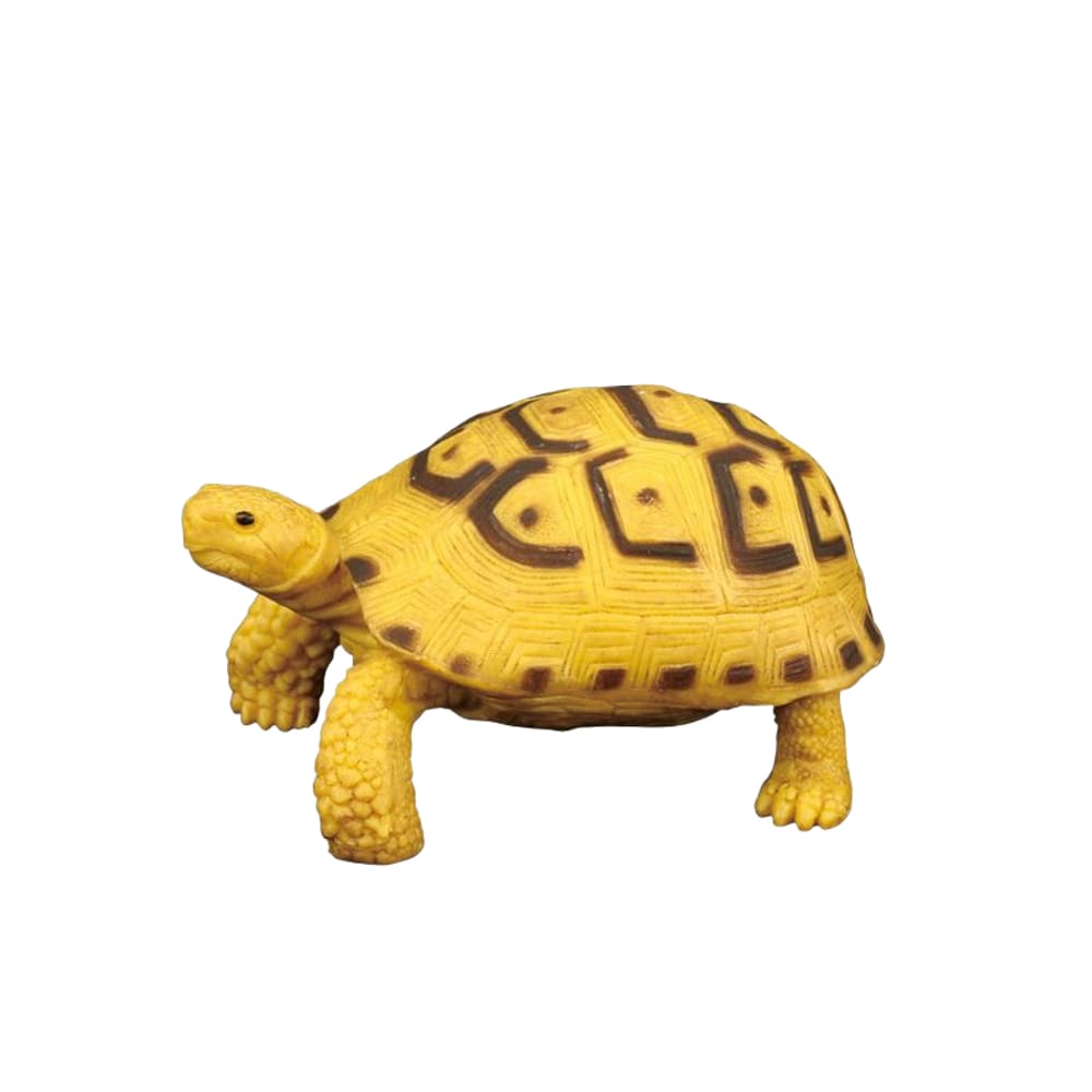 Estatueta realista de tartaruga amarela em PVC modelo anfíbio de 10 cm
