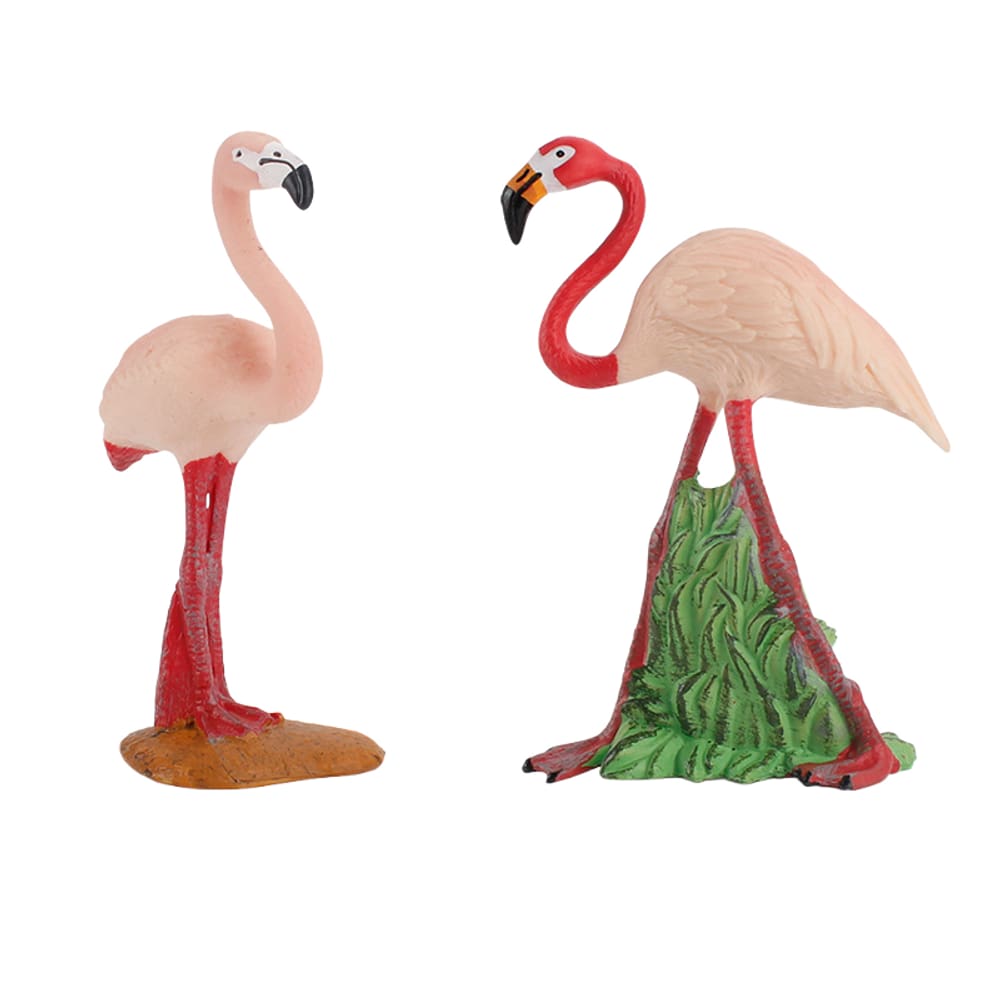 Estatuetas de flamingo, 2 peças de figuras realistas de animais em PVC para crianças