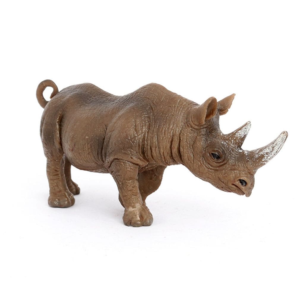 Estatueta realista de rinoceronte selvagem modelo PVC 14 cm para crianças
